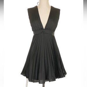 A+F Black Pleated Short Cocktail Dress